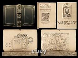 1580 RARE Ausonius Ancient Roman Poetry Homer Iliad Bordeaux MAP Wine Art