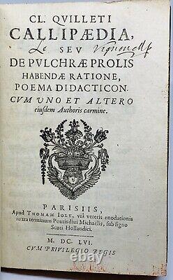 1656 Medical Poem Art Of Making Beautiful Children Callipaedia By Claude Quillet