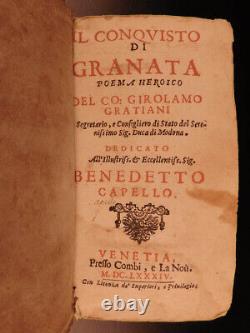 1684 The Conquest of Granada Poem by Girolamo Graziani Italian SPAIN Venice