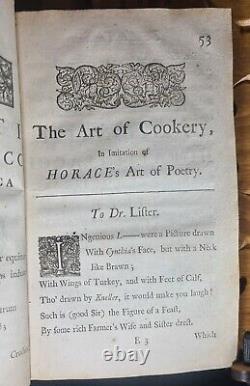 1708 1st Edtn THE ART OF COOKERY IN IMITATION OF HORACE'S ART OF POETRY W. King
