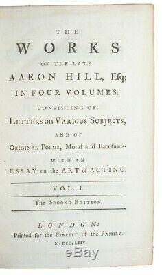 1754 AARON HILL Poetry ART OF ACTING Poems DRAMA Theatre STAGE MANAGEMENT
