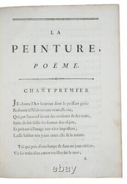 1769 POEM ON THE ART OF PAINTING Arts FRENCH POETRY Verse LEMIERRE 1st Edition