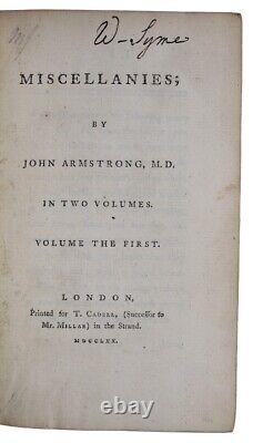 1770 JOHN ARMSTRONG Poetry ART OF PRESERVING HEALTH Verse MEDICINE Poems