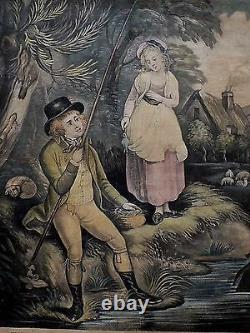 1794 Laurie Whittle Antique Print Sweet Little Girl Ballad Music Poem Fishing