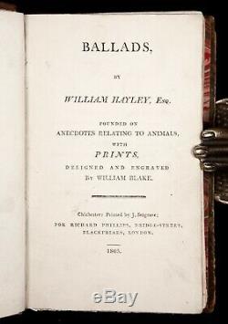 1805 WILLIAM BLAKE ENGRAVINGS Hayley BALLADS ANIMALS Children's Poems RARE 1ST