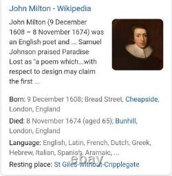 1835 Rare Books John Milton Vols 1- VI Poems Antique Hb Art Gold History