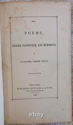 1846 The Poems Sacred Passionate And Humorous Of Nathaniel Parker Willis