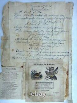 1848 antique LANCASTER PA orig FOLK ART, HANDWRIT POEM, REWARD MERIT FRAKTUR