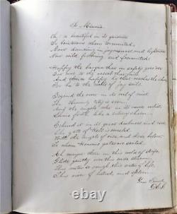 1859 antique MINNIE C HAWKINS SCRAPBOOK album FRAKTUR poems autograph sketch art