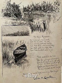 1880s Handwritten Poetry Book w Original Artwork, sketches, Illustrations, Diary