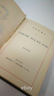 1882 book Poems of Edgar Allan Poe with Memoir gilt edging Victorian art