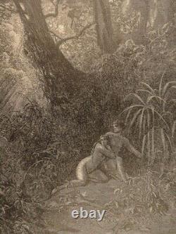 1890 Milton Paradise Lost Gustave DORÉ Bible ART Genesis Eden Adam Eve FOLIO
