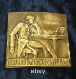 1909 German Poetry FRIEDRICH VON SCHILLER Bronze Art Medal Signed H. Kautsch