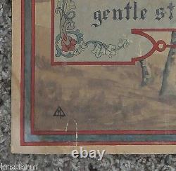 1910 Arts & Crafts Watercolor with Poem and Trees Signed K in a triangle, Kirk