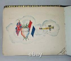 1916 Sketch Autograph Book Album Art Paintings drawings Poems + music exam cards