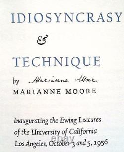 1956 FLAT SIGNED Marianne Moore Idiosyncrasy & Technique FINE French Folds