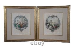 2 Francois Boucher Antique Baroque Mezzotint Poetry Engravings Mother Cherubs