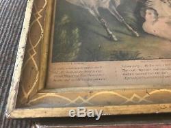 2 framed lithographs published by N. Currier parts of the poem Ivan Mazeppa
