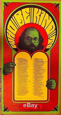 Allen Ginsberg Who Be Kind To Psychedelia Poem Silkscreen Broadside 1965 Vg++
