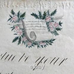 An Antique Regency George IV Painted And Ink Poem, 1820. In Giltwood Frame