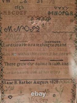 Antique 1828 American Sampler by JANE R. BARBERChristian PoemFolk Art Designs