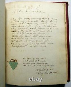 Antique 1830s HANDWRITTEN COMMONPLACE BOOK Poetry Journal LOCKS OF HAIR Folk Art