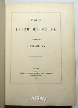 Antique 1846 MOORE'S IRISH MELODIES Engravings FINE LEATHER BINDING Maclise Art