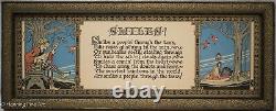 Antique Art Nouveau Print With Jester and Birds with Poem about Smiles, Fine