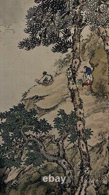 Antique Asian Painting and Calligraphy on Silk with Poem