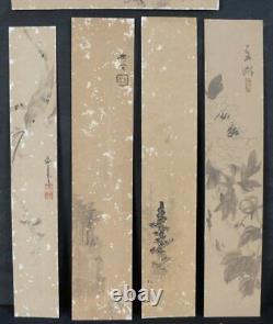 Antique Japan ink art painting and poetry 1900 art Sumi-e Zen interior