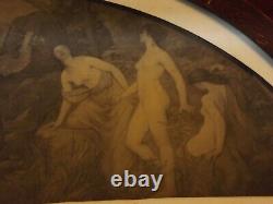 Antique Print Framed Glass Matted Lyric Poetry Nudes by Henry O. Walker Rare