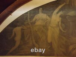 Antique Print Framed Glass Matted Lyric Poetry Nudes by Henry O. Walker Rare