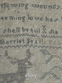 Antique Sampler Verse Pattern By Harriet Sgarla 1830s Poem Animals Deer Tree