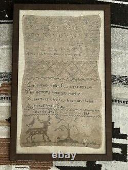 Antique Sampler Verse Pattern By Harriet Sgarla 1830s Poem Animals Deer Tree