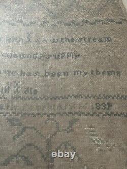 Antique Sampler Verse Pattern By Harriet Sgarla 1830s Poem Animals Deer Tree