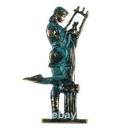 Apollo God Of Music Poetry Solid Bronze Statue Green Gold Handmade 8.6 Inches