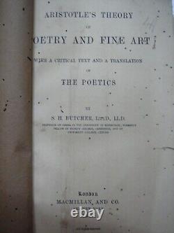 Aristolte Theory Of Poetry & Fine Art S H Butcher Rare Book India 1895