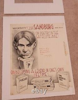 Awesome Carl Sandburg Handwritten Poem And Artwork Very Rare Detroit Cartoonist
