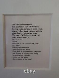 Bizarre Original Picture Framed Matted Fantasy Poetry Carrion Crow Death Life