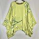 Catherine Bacon 100% Silk Pullover Top Shirt One Size Green Poetry Art Kb23