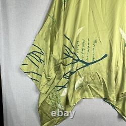 Catherine Bacon 100% Silk Pullover Top Shirt One Size Green Poetry Art KB23