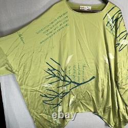 Catherine Bacon 100% Silk Pullover Top Shirt One Size Green Poetry Art KB23