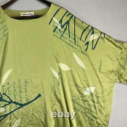 Catherine Bacon 100% Silk Pullover Top Shirt One Size Green Poetry Art KB23