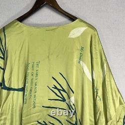 Catherine Bacon 100% Silk Pullover Top Shirt One Size Green Poetry Art KB23