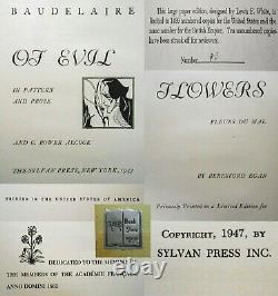 Charles Baudelaire France'flowers Of Evil' 1947 Cloth/illst The Sylvan Press Ny
