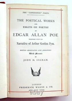 EDGAR ALLAN POE, C1880 Essays and Poetry, ExRare Art nouveau Cover