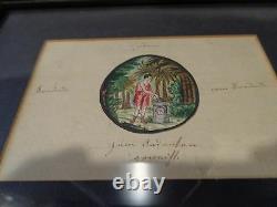 Early 19th. C Antique 1815 Watercolor Figure & Poem Verse on Paper, Signed