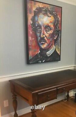 Edgar Allen Poe Acrylic Painting Raven American Gothic Art Poems Book