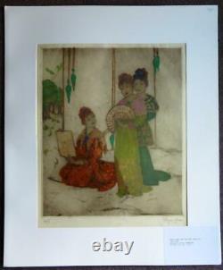 Elyse Ashe Lord large signed orientalist coloured etching The Poem number 2/75