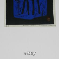 Haku Maki 1924-2000 Poem Woodblock Print Pencil Signed Framed sosaku hanga